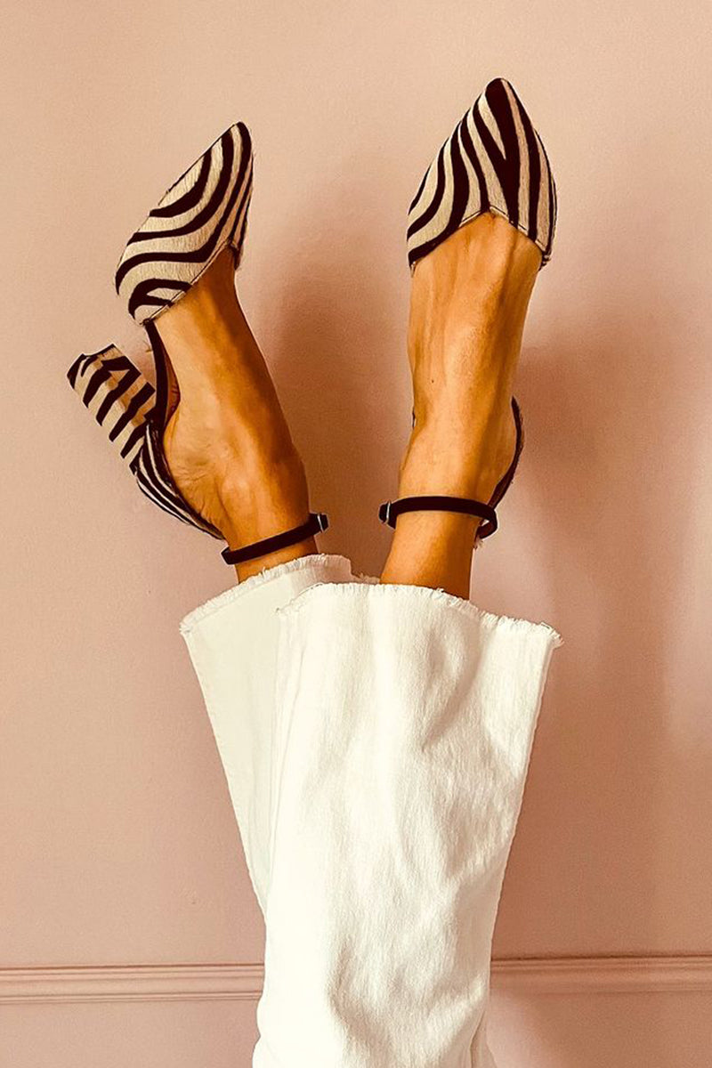 Hazel™ | Mid-Heel Zebra Sandals