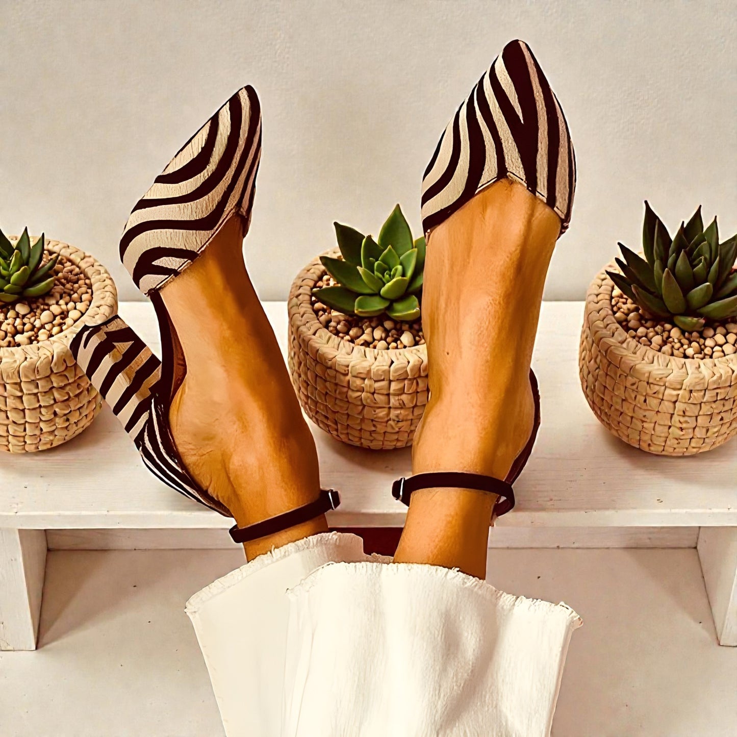 Hazel™ | Mid-Heel Zebra Sandals