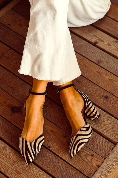 Hazel™ | Mid-Heel Zebra Sandals