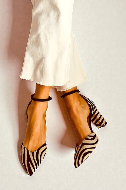 Hazel™ | Mid-Heel Zebra Sandals