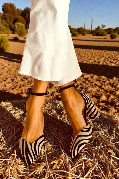 Hazel™ | Mid-Heel Zebra Sandals