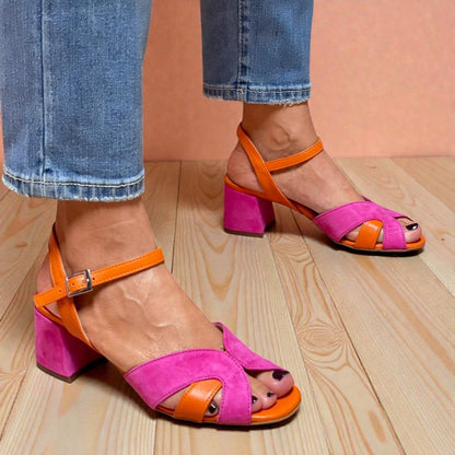 Noa™ | Colour-Block Sandals with Comfortable Heel