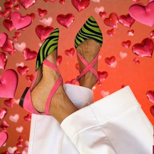 Paloma™ | Zebra-Print Flat Sandals with Crossed Ankle Straps