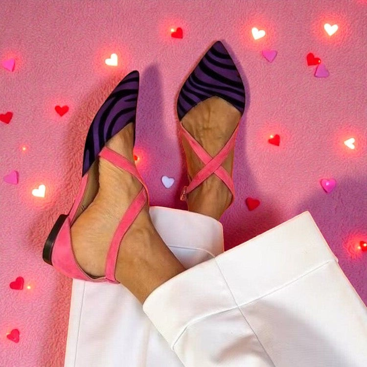 Paloma™ | Zebra-Print Flat Sandals with Crossed Ankle Straps