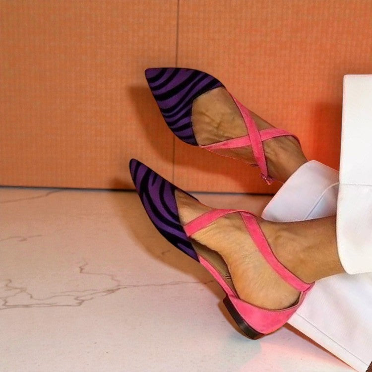 Paloma™ | Zebra-Print Flat Sandals with Crossed Ankle Straps