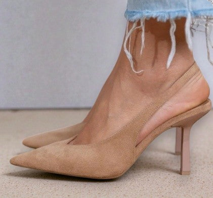 Thalia™ | Khaki Fashionable Heels with Pointed Toe