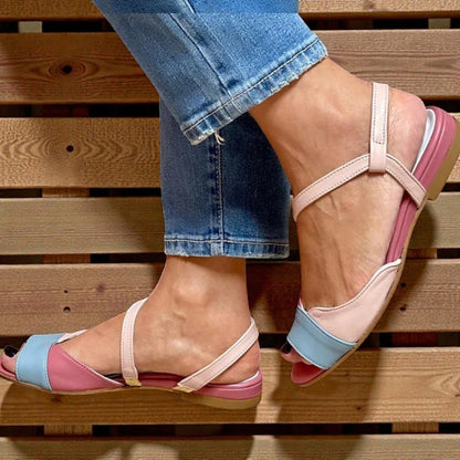 Summer™ | Asymmetrical Pink Sandals in Colour-Block Style
