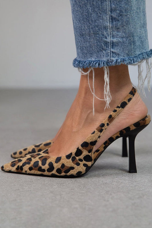 Thalia™ | Khaki Leopard-Print Heels with Pointed Toe