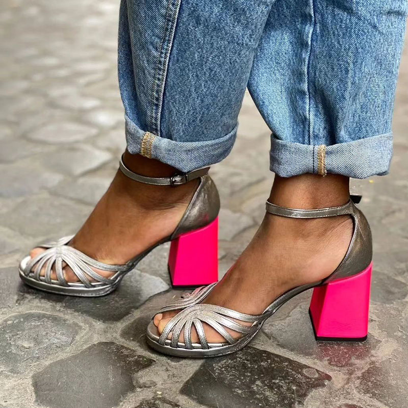 Eden™ | Bold Fuchsia Block-Heel Sandals